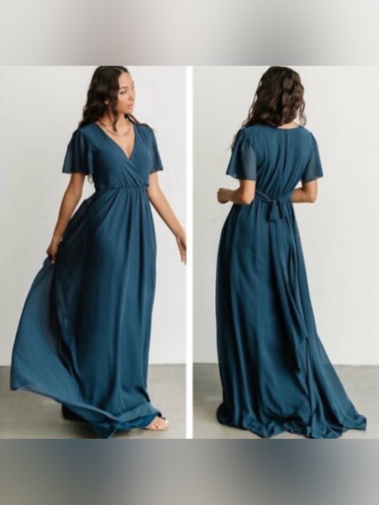 Baltic Born Dresses & Skirts - Baltic Born Teal Maxi Dress Flutter Sleeve Tie Waist Formal Boho Party Medium
